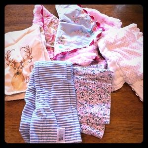 Bibs, burp cloths, milestone patches for baby girl